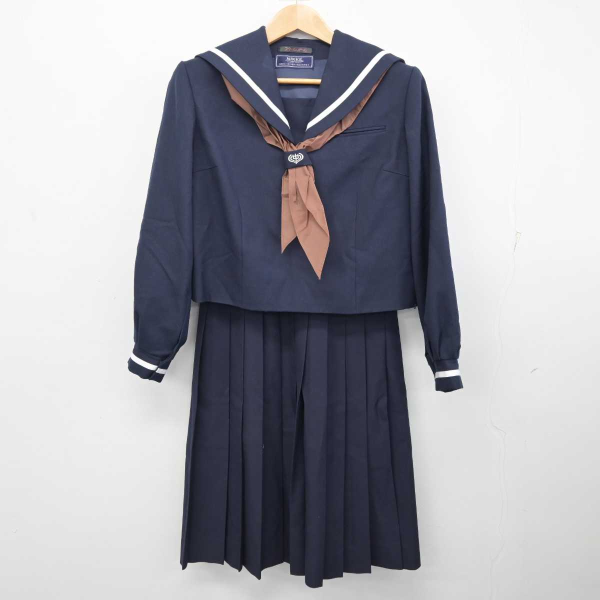 【中古】福島県 植田中学校 女子制服 3点 (セーラー服・スカート) sf084026