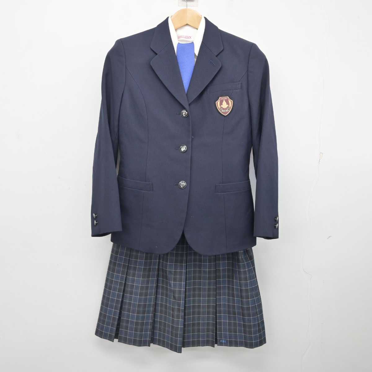 【中古】京都府 大谷中学･高等学校 女子制服 5点 (ブレザー・ニット・シャツ・スカート) sf084050