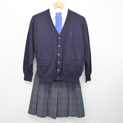 【中古】京都府 大谷中学･高等学校 女子制服 5点 (ブレザー・ニット・シャツ・スカート) sf084050