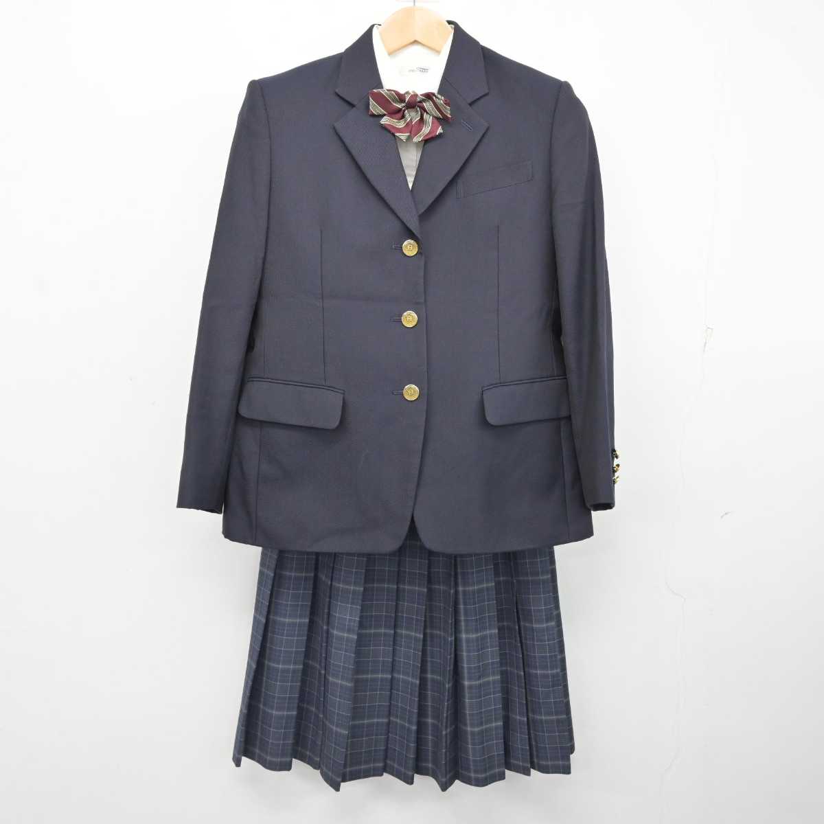 【中古】京都府 堀川高等学校 女子制服 5点 (ブレザー・ニット・シャツ・スカート) sf084054