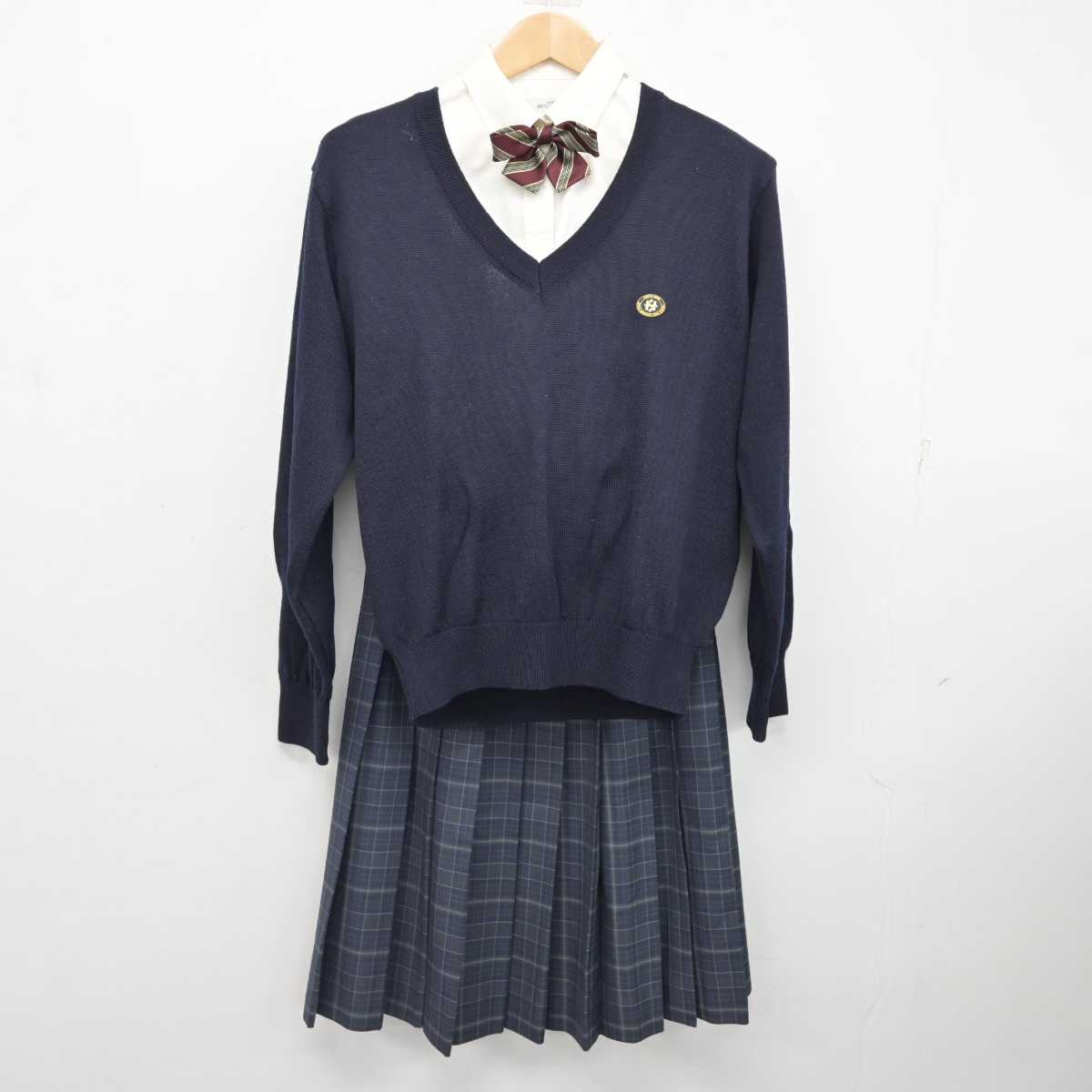 【中古】京都府 堀川高等学校 女子制服 5点 (ブレザー・ニット・シャツ・スカート) sf084054