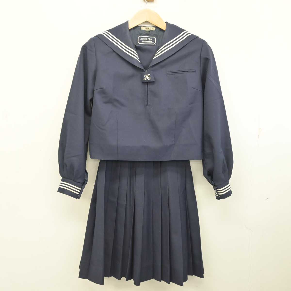 【中古】埼玉県 鴻巣市立吹上中学校 女子制服 3点 (セーラー服・スカート・スカート) sf084092