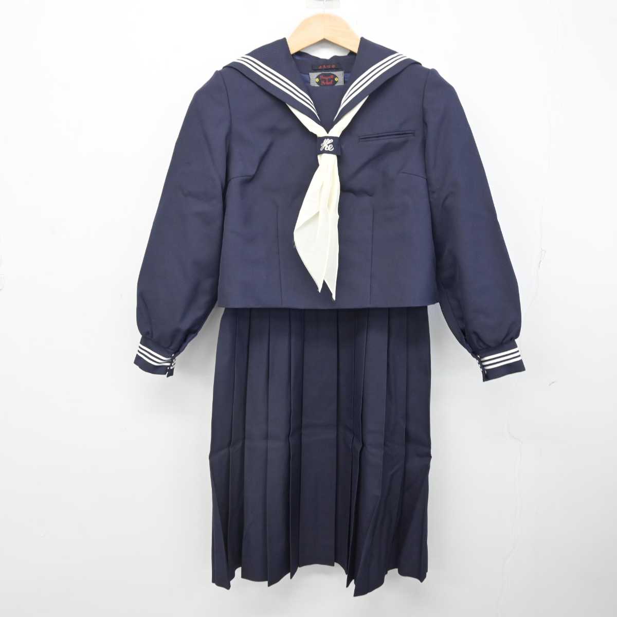 【中古】神奈川県 大磯町立国府中学校 女子制服 3点 (セーラー服・ジャンパースカート) sf084191