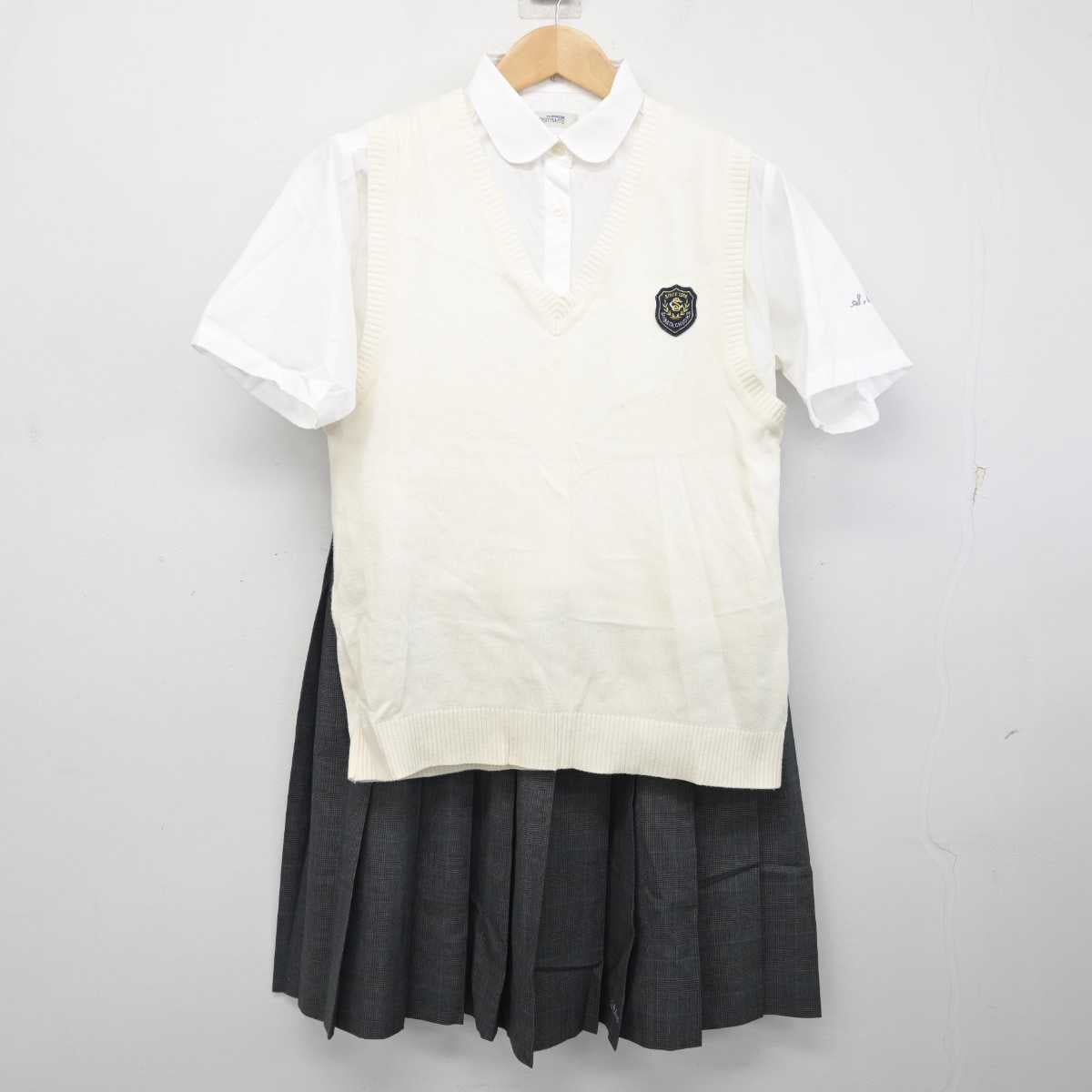 【中古】新潟県 新発田中央高等学校 女子制服 3点 (ニットベスト・シャツ・スカート) sf084242