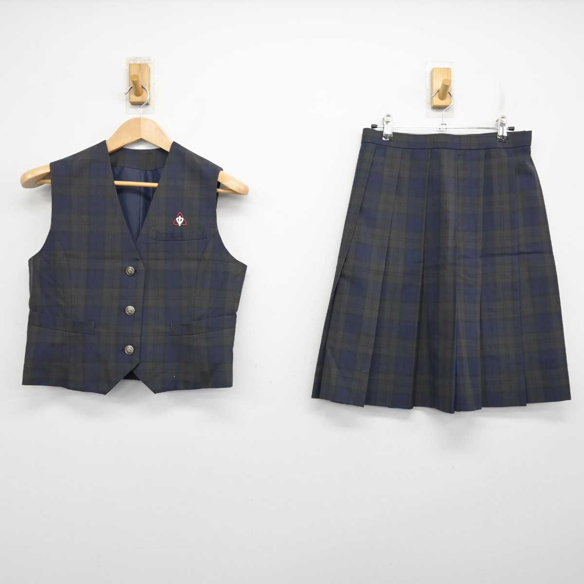 【中古】神奈川県 柏ケ谷中学校 女子制服 2点 (ベスト・スカート) sf084245