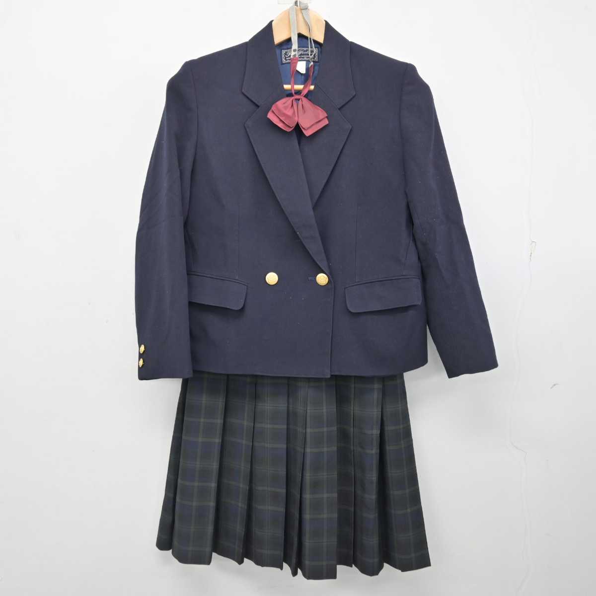 【中古】群馬県 月夜野中学校 女子制服 4点 (ブレザー・ベスト・スカート) sf084293