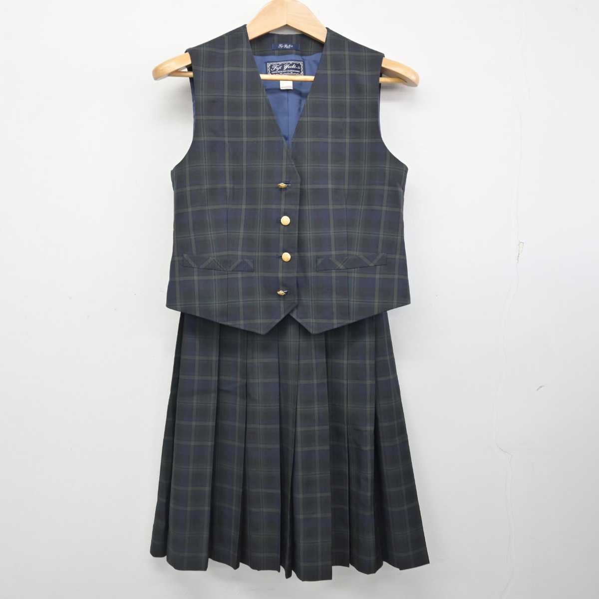 【中古】群馬県 月夜野中学校 女子制服 4点 (ブレザー・ベスト・スカート) sf084293