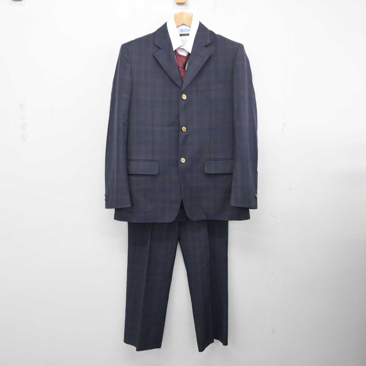 【中古】静岡県 浜松湖東高等学校 男子制服 4点 (ブレザー・シャツ・ズボン) sf084312