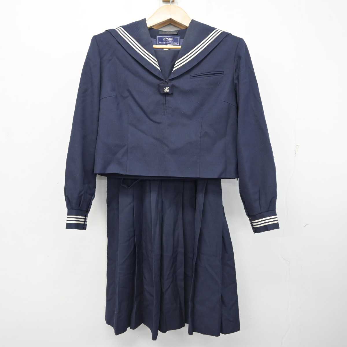 【中古】茨城県 取手第二中学校 女子制服 2点 (セーラー服・ジャンパースカート) sf084475