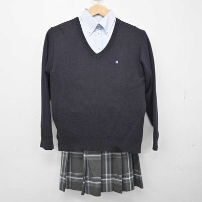 【中古】群馬県 明和県央高等学校 女子制服 3点 (ニット・シャツ・スカート) sf084477