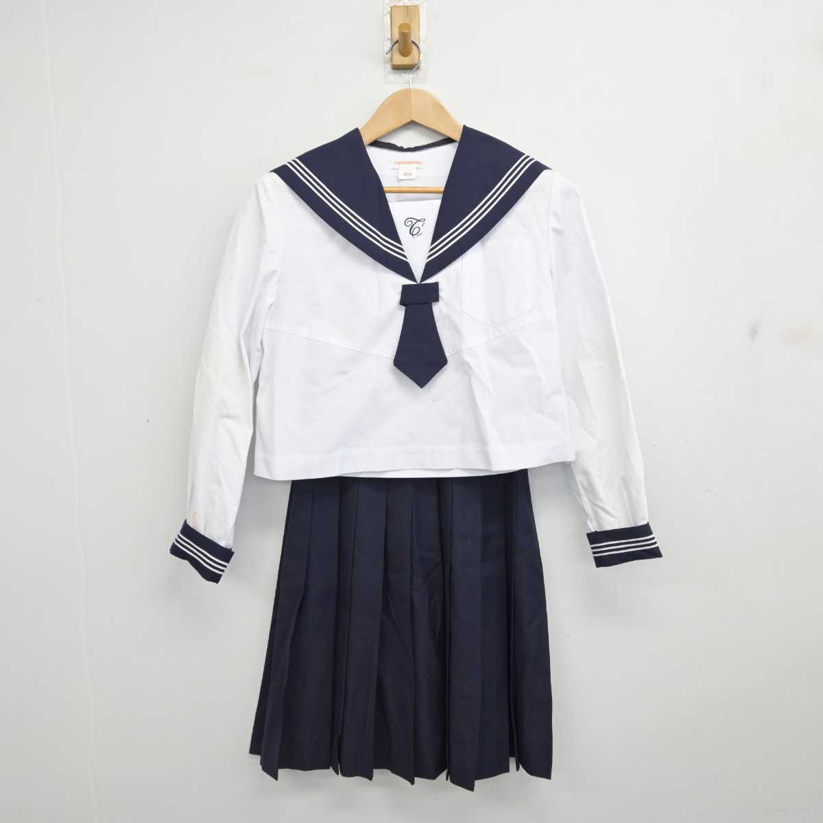 【中古】宮城県 仙台市立富沢中学校 女子制服 2点 (セーラー服・スカート) sf084507