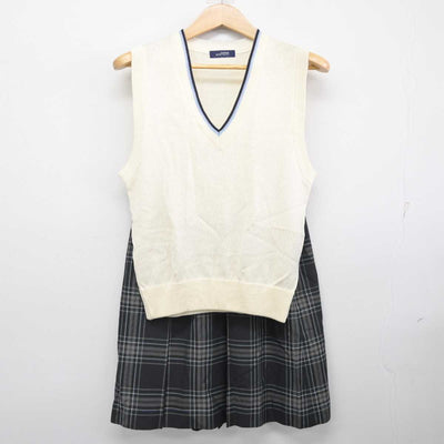 【中古】静岡県 清水南高等学校・同中等部 女子制服 2点 (ニットベスト・スカート) sf084540