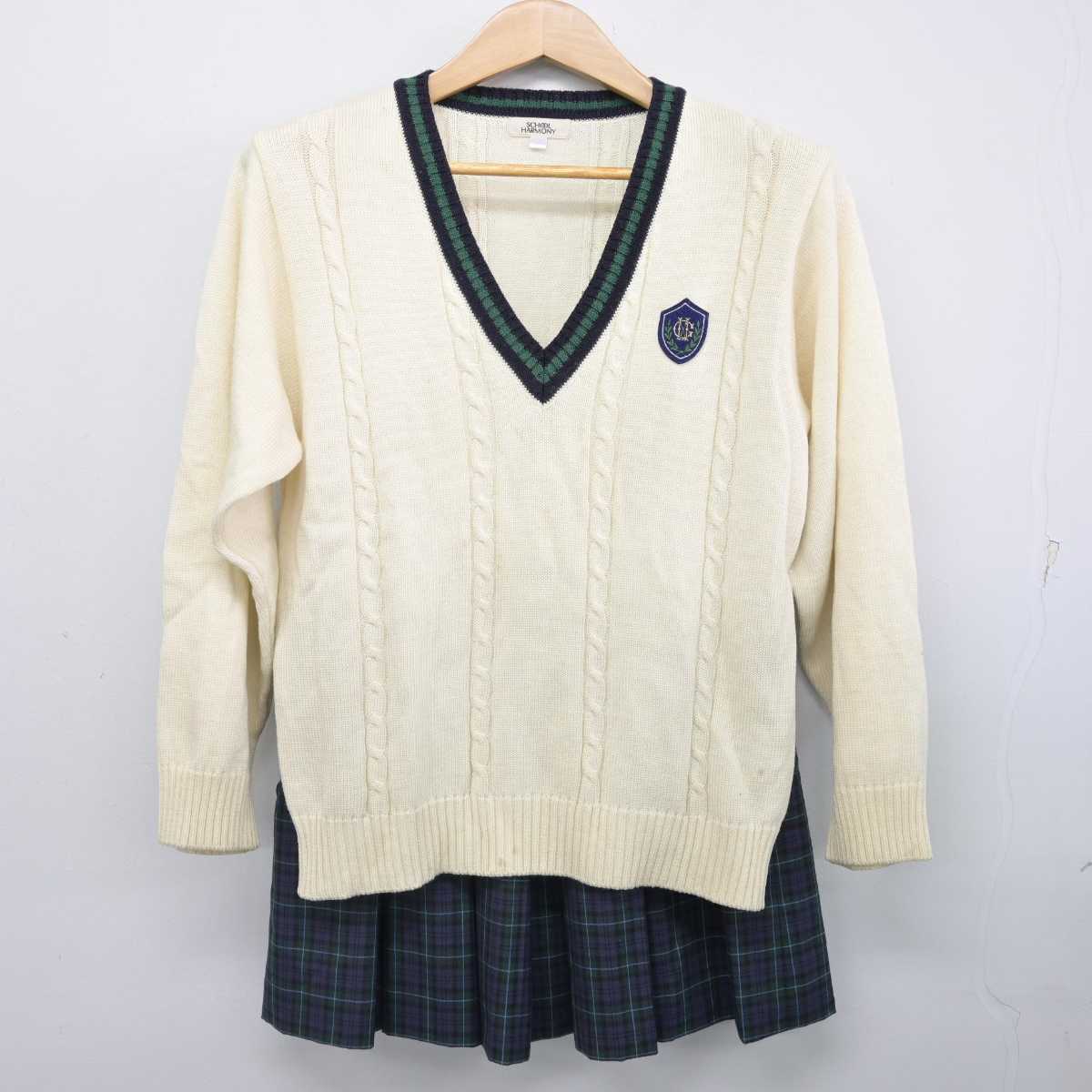 【中古】東京都 明治学院高等学校 女子制服 3点 (ニット・スカート) sf084543