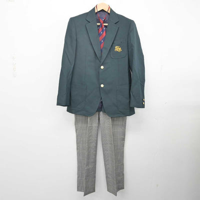 【中古】福岡県 青陵中学校 男子制服 3点 (ブレザー・ズボン) sf084551