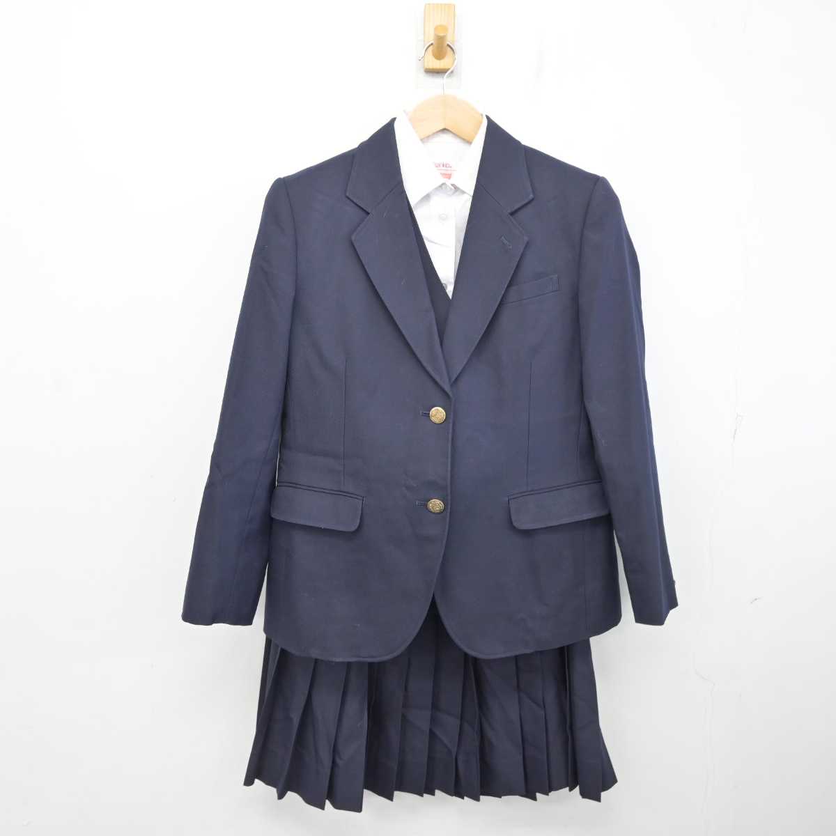 【中古】長野県 高瀬中学校 女子制服 4点 (ブレザー・ベスト・シャツ・スカート) sf084792