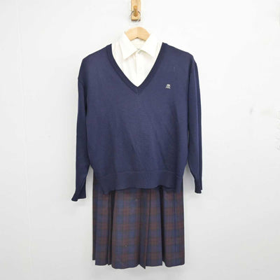 【中古】滋賀県 近江兄弟社中学校 女子制服 5点 (ブレザー・ニット・シャツ・スカート) sf085157