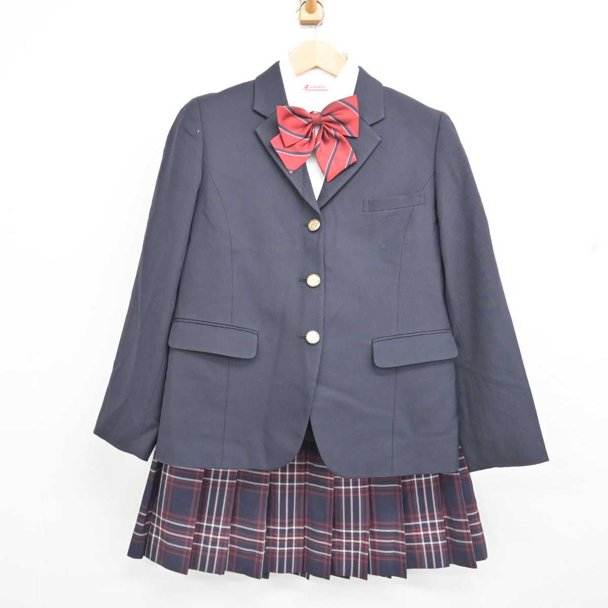 【中古】愛知県 山本学園情報文化専門学校（高等課程） 女子制服 5点 (ブレザー・シャツ・スカート・その他アイテム) sf085601