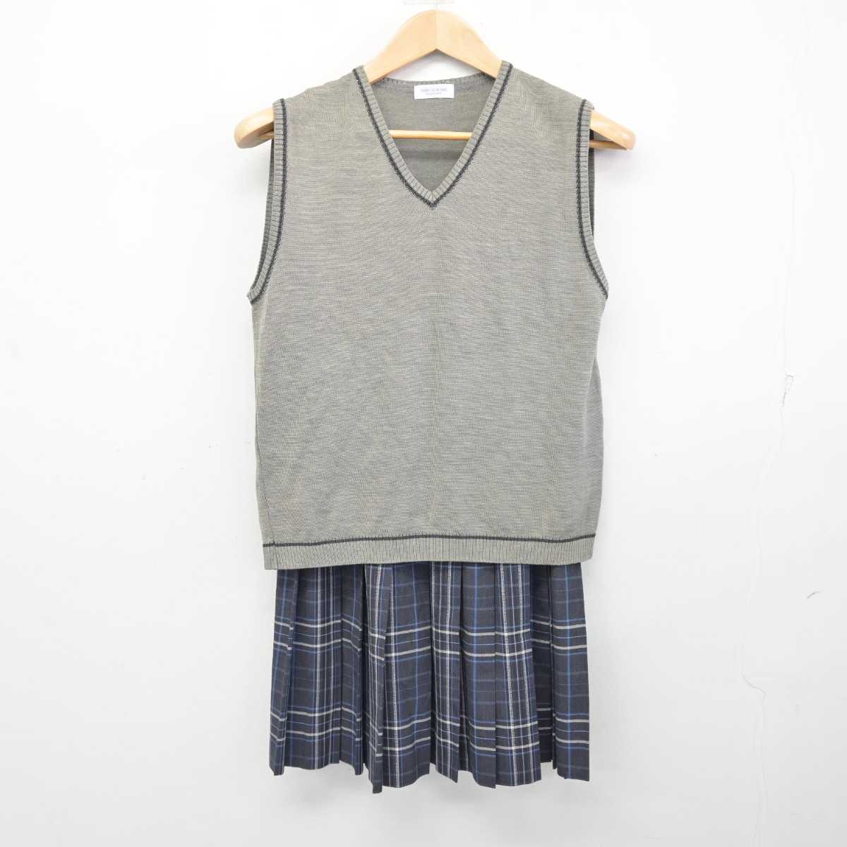 【中古】鹿児島県 学校法人川島学園尚志館高等学校 女子制服 2点 (ニットベスト・スカート) sf086906