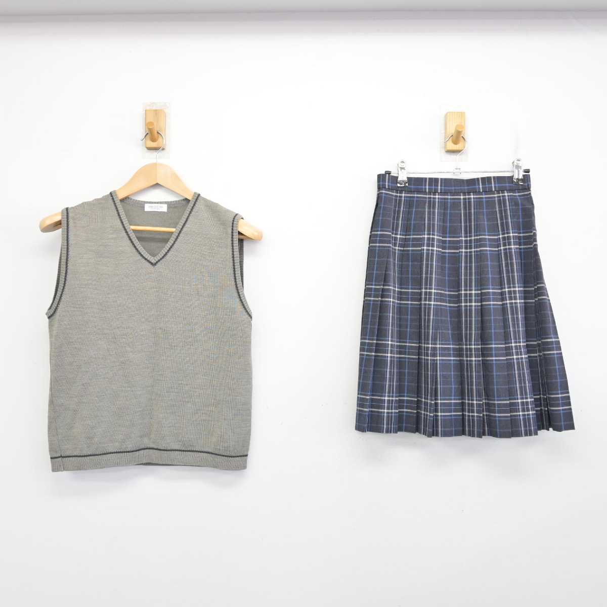 【中古】鹿児島県 学校法人川島学園尚志館高等学校 女子制服 2点 (ニットベスト・スカート) sf086906