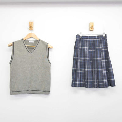 【中古】鹿児島県 学校法人川島学園尚志館高等学校 女子制服 2点 (ニットベスト・スカート) sf086906