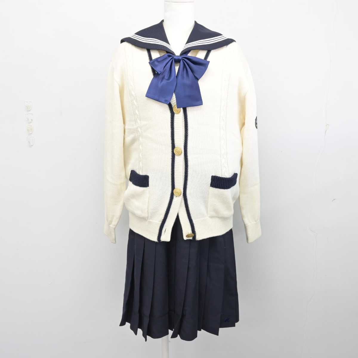 【中古】福岡県 博多女子高等学校 女子制服 4点 (ニット・セーラー服・ジャンパースカート) sf086907