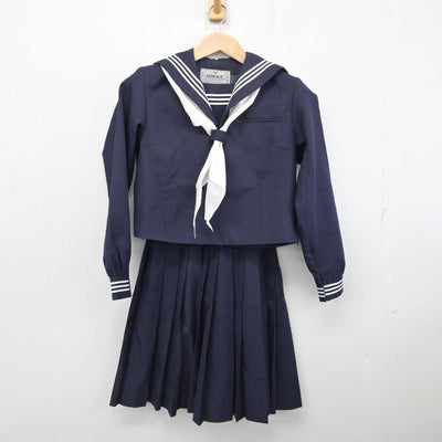 【中古】群馬県 休泊中学校 女子制服 3点 (セーラー服・スカート) sf087069