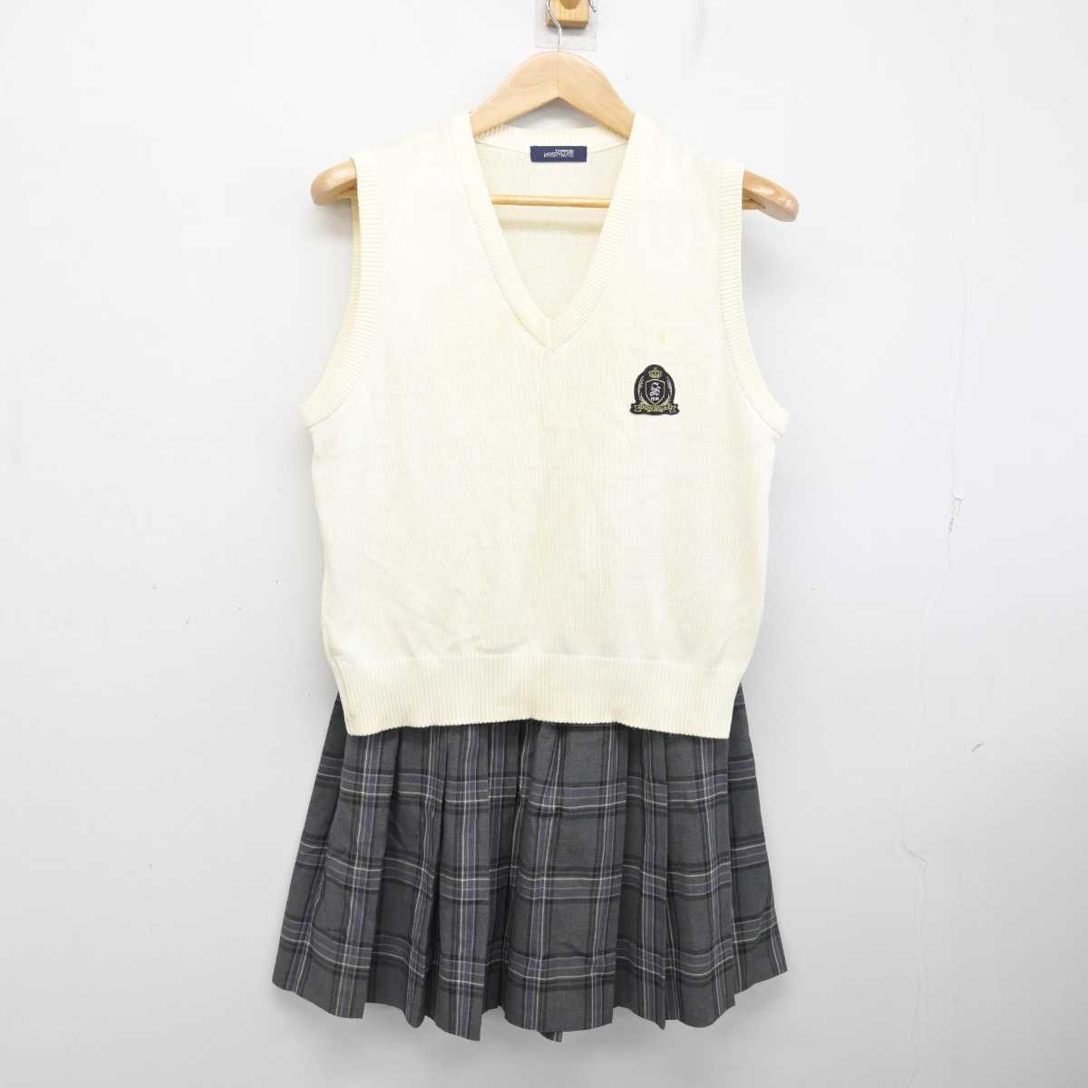 【中古】神奈川県 すすき野中学校 女子制服 2点 (ニットベスト・スカート) sf087077