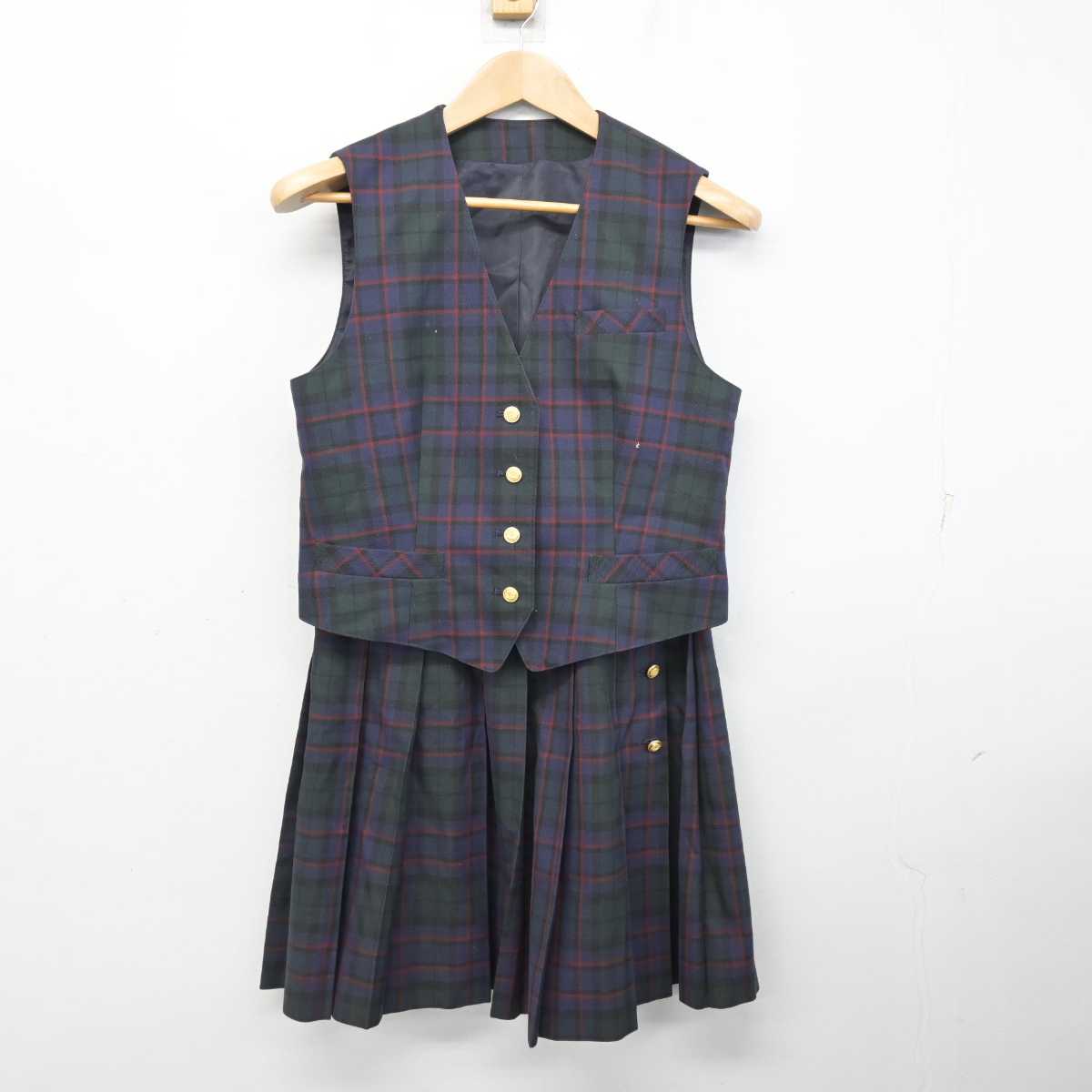 【中古】東京都 鶴川高等学校 女子制服 4点 (ブレザー・ベスト・スカート) sf087078