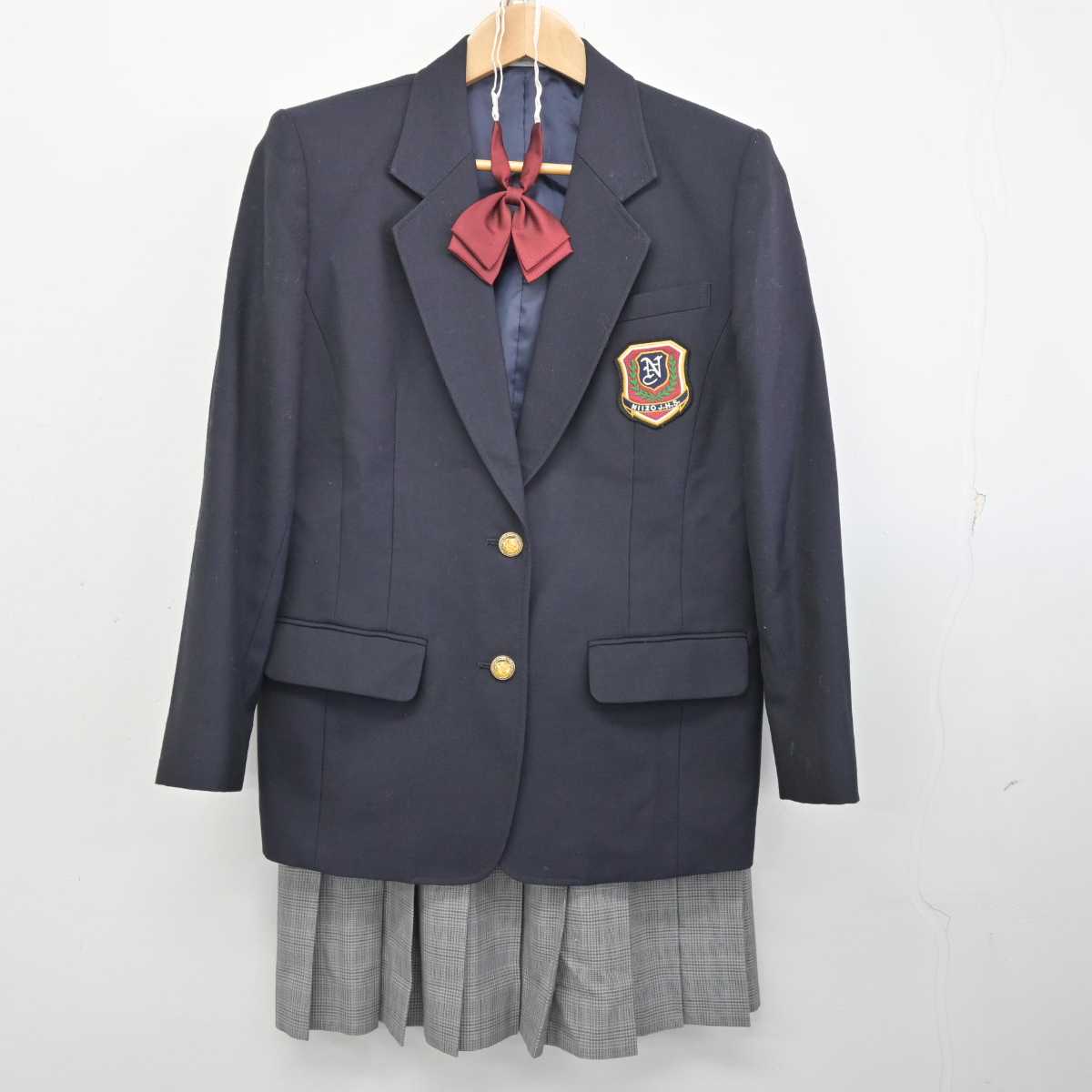 【中古】埼玉県 新曽中学校 女子制服 3点 (ブレザー・スカート) sf087162