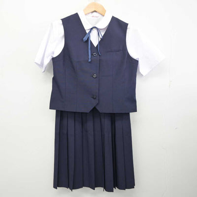 【中古】千葉県 習志野台中学校 女子制服 4点 (ベスト・シャツ・スカート) sf087169