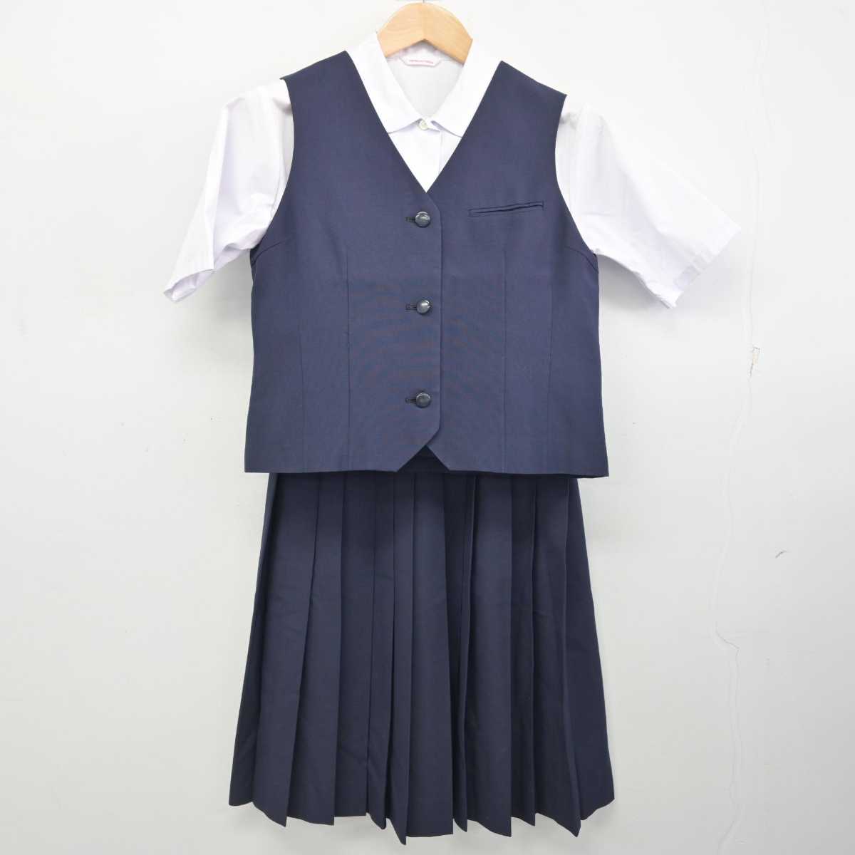 【中古】千葉県 習志野台中学校 女子制服 3点 (ベスト・シャツ・スカート) sf087170