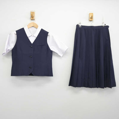 【中古】千葉県 習志野台中学校 女子制服 3点 (ベスト・シャツ・スカート) sf087170