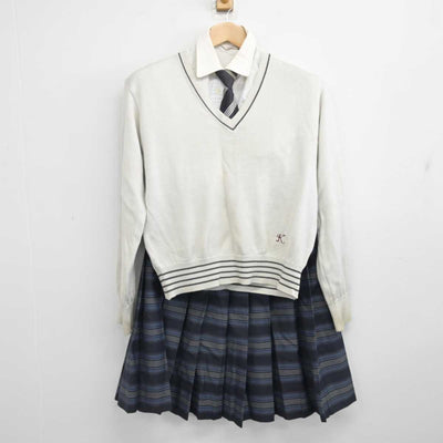 【中古】大阪府 関西福祉科学大学高等学校 女子制服 5点 (ブレザー・ニット・シャツ・スカート) sf087352