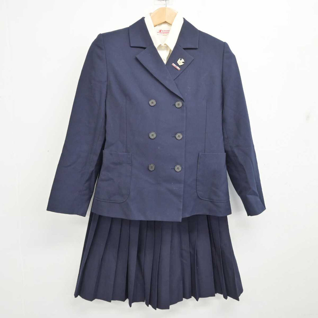 O128/(中古)兵庫県 龍野高校 女子制服3点 /校章/M/W63/丈63