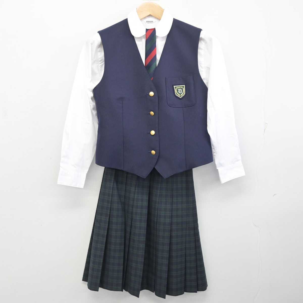 【中古】福岡県 福岡第一高等学校 女子制服 5点 (ブレザー・ベスト・シャツ・スカート) sf087440