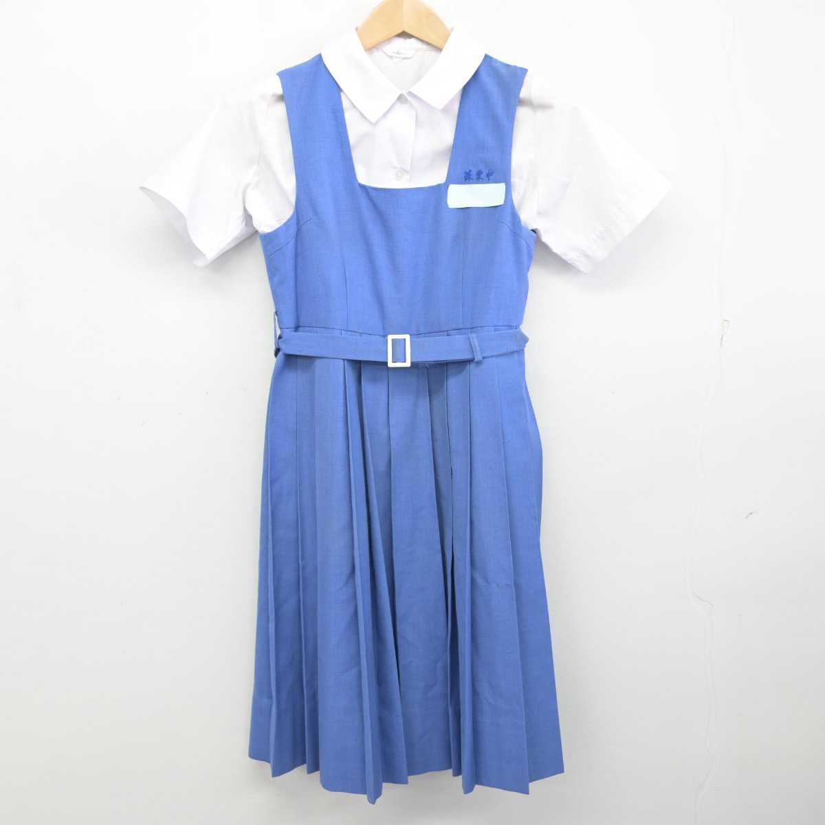 【中古】福岡県 篠栗中学校 女子制服 2点 (シャツ・ジャンパースカート) sf087449