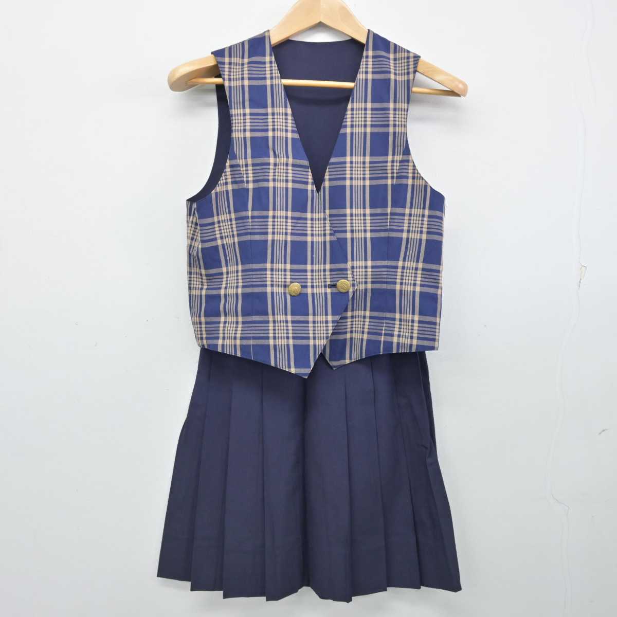 【中古】埼玉県 山村学園高等学校/旧制服 女子制服 2点 (ベスト・スカート) sf087536