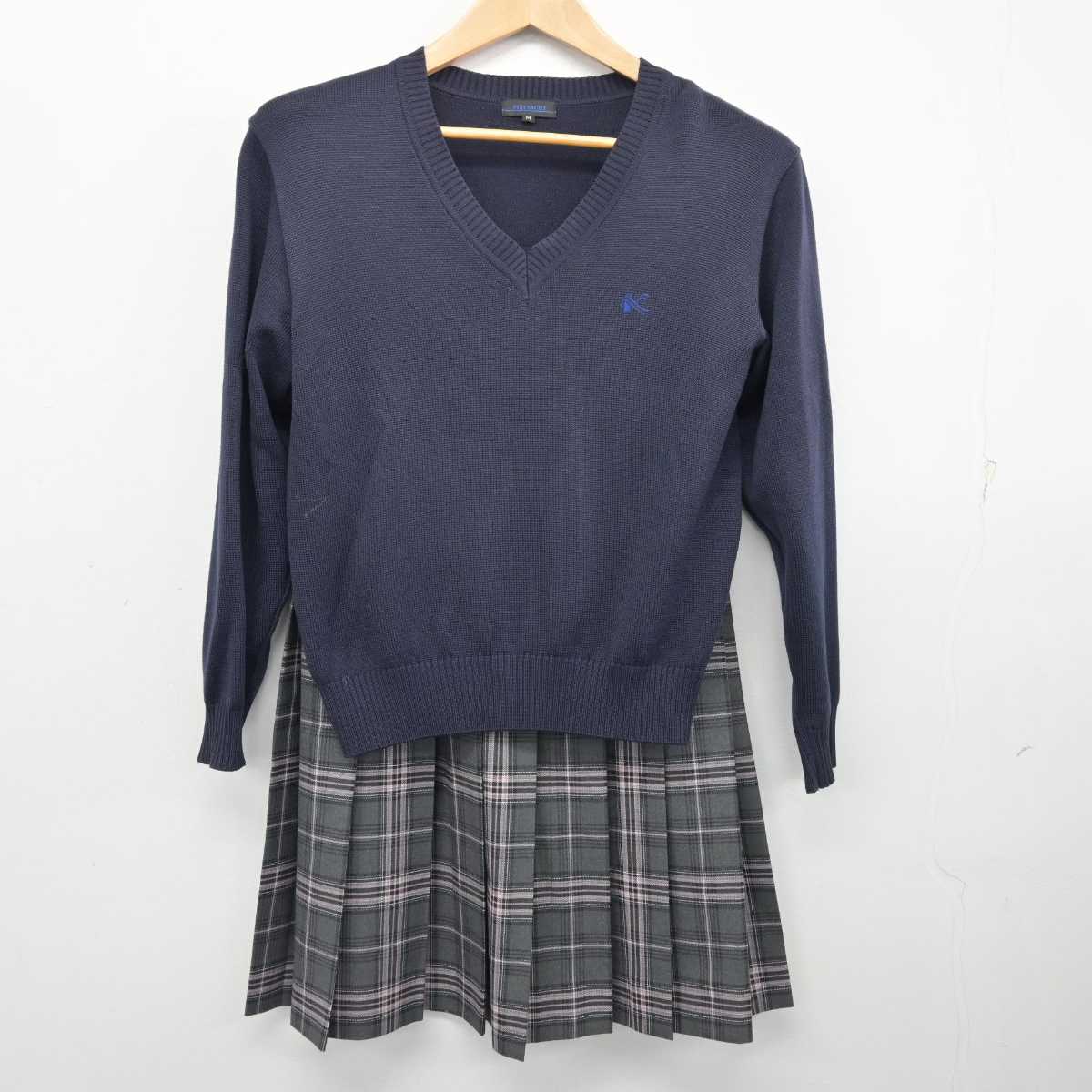 【中古】兵庫県 育英高等学校 女子制服 4点 (ブレザー・ニット・スカート) sf087543