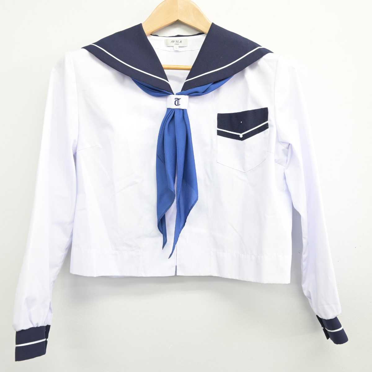 【中古】鹿児島県 鶴丸高等学校 女子制服 3点 (セーラー服・スカート) sf087594