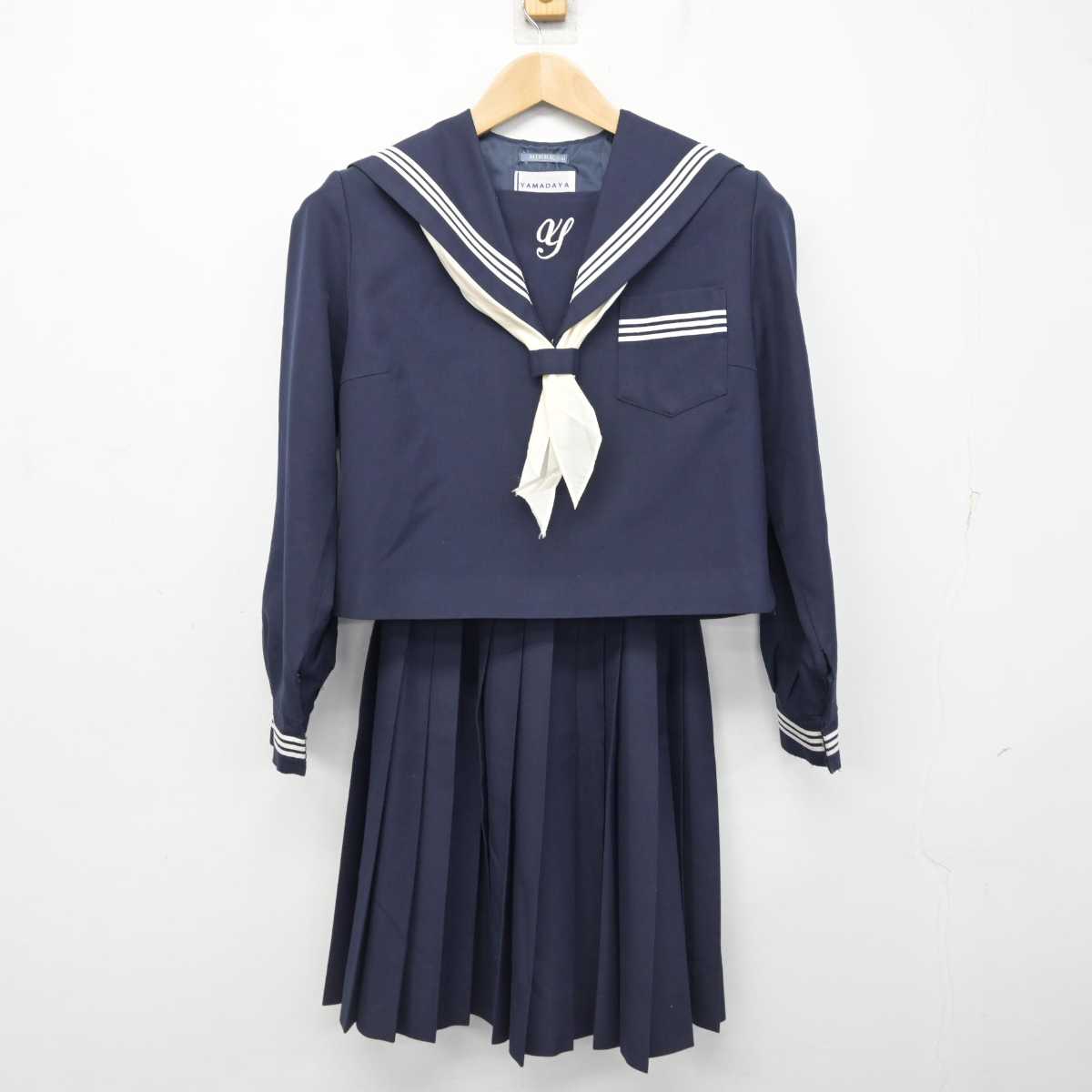 【中古】兵庫県 安室中学校 女子制服 3点 (セーラー服・スカート) sf087809