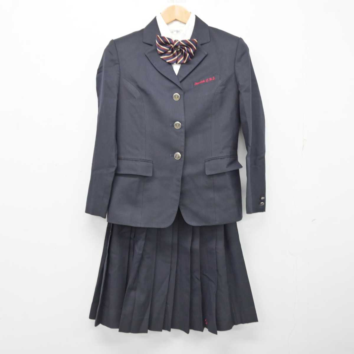 【中古】広島県 尾道商業高等学校 女子制服 4点 (ブレザー・シャツ・スカート) sf087834