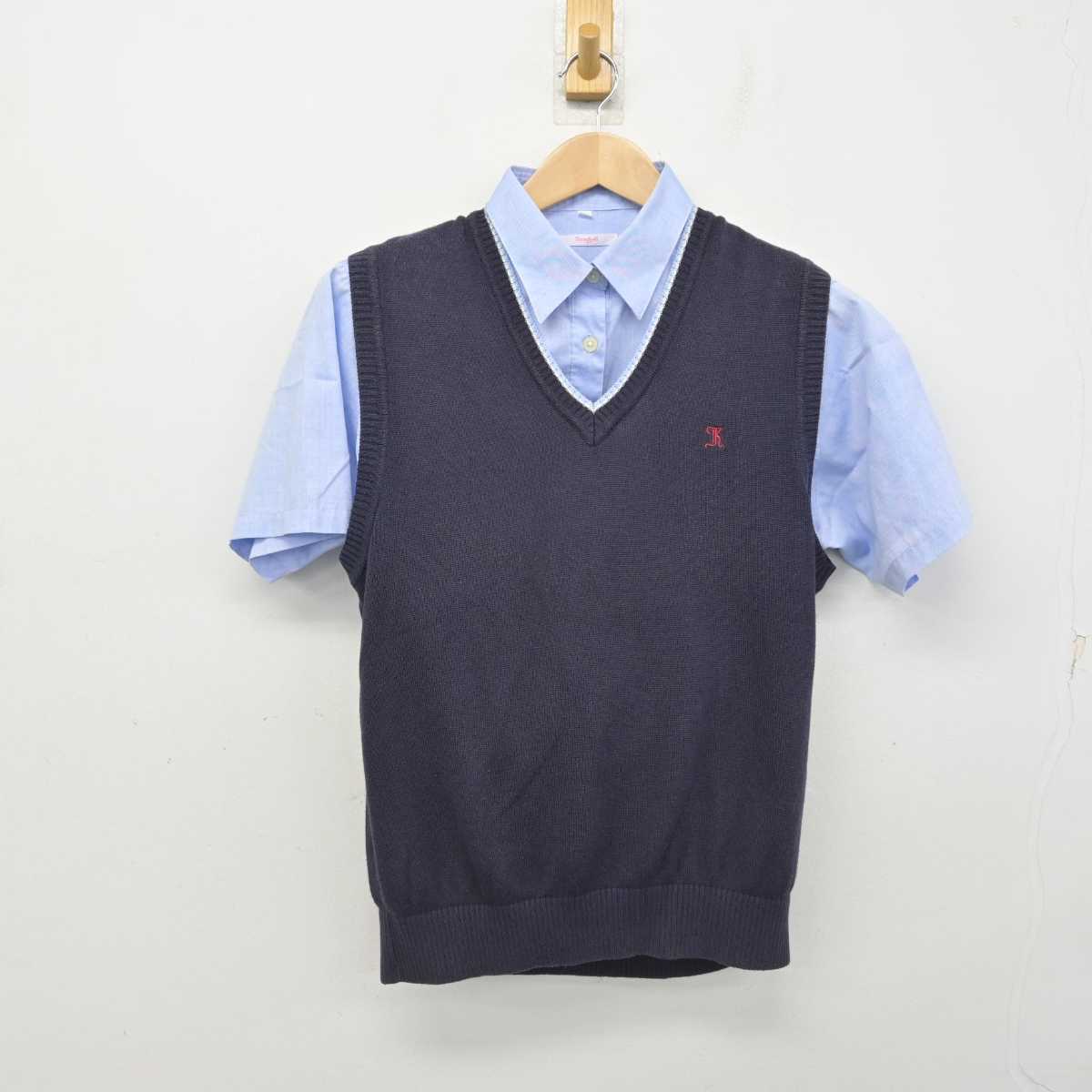 【中古】千葉県 拓殖大学紅陵高等学校 女子制服 2点 (ニットベスト・シャツ) sf087893