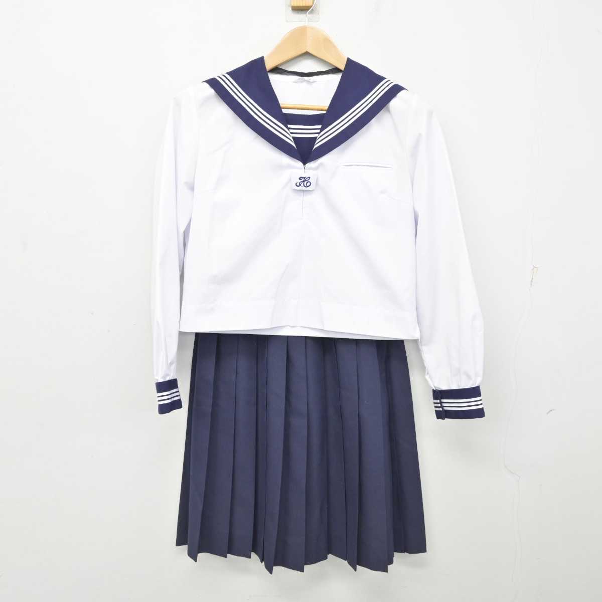 【中古】茨城県 那珂湊中学校 女子制服 2点 (セーラー服・スカート) sf087937