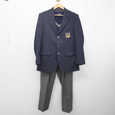 【中古】栃木県 佐野日本大学高等学校 男子制服 4点 (ブレザー・ニット・ズボン) sf087970