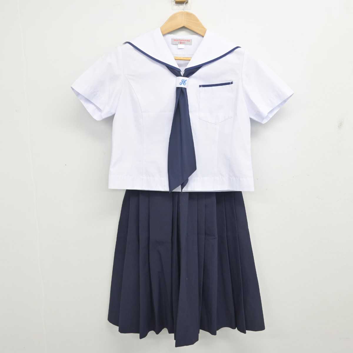 【中古】静岡県 北星中学校 女子制服 3点 (セーラー服・スカート) sf087982