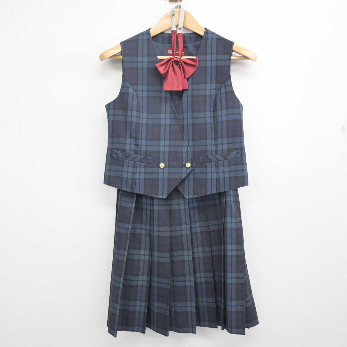 【中古】東京都 立川第一中学校 女子制服 3点 (ベスト・スカート) sf088250