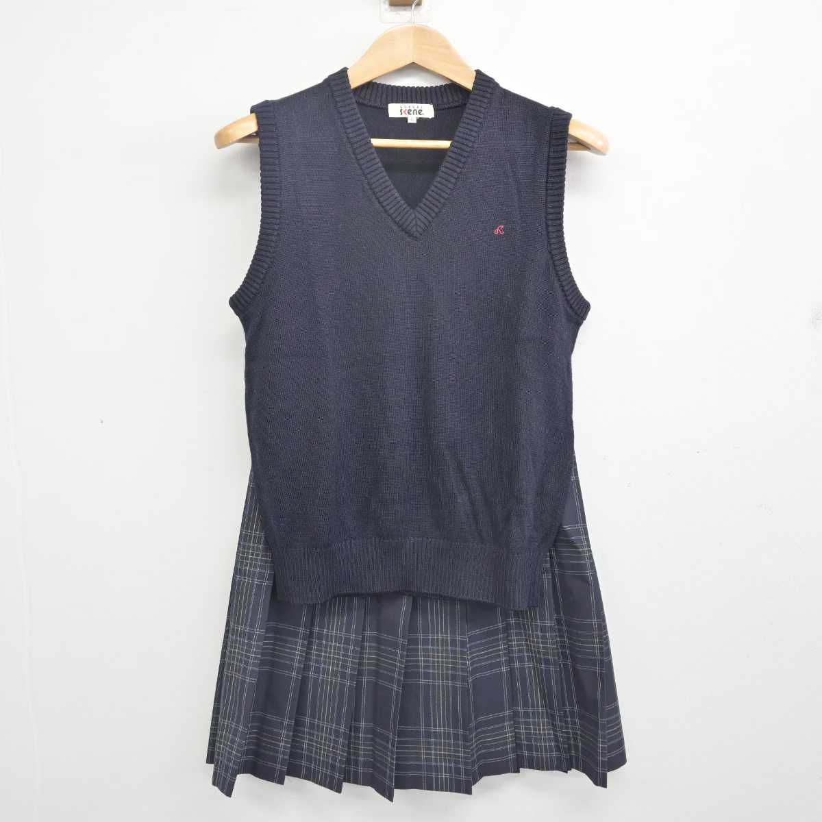 【中古】東京都 日野台高等学校 女子制服 2点 (ニットベスト・スカート) sf088252