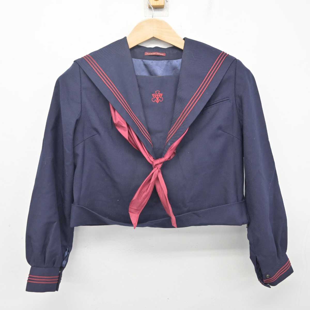 【中古】福岡県 緑丘中学校 女子制服 3点 (セーラー服・ジャンパースカート) sf088500