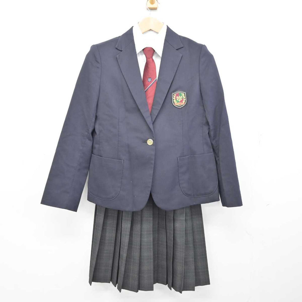 中古】千葉県 我孫子中学校 女子制服 4点 (ブレザー・シャツ・スカート