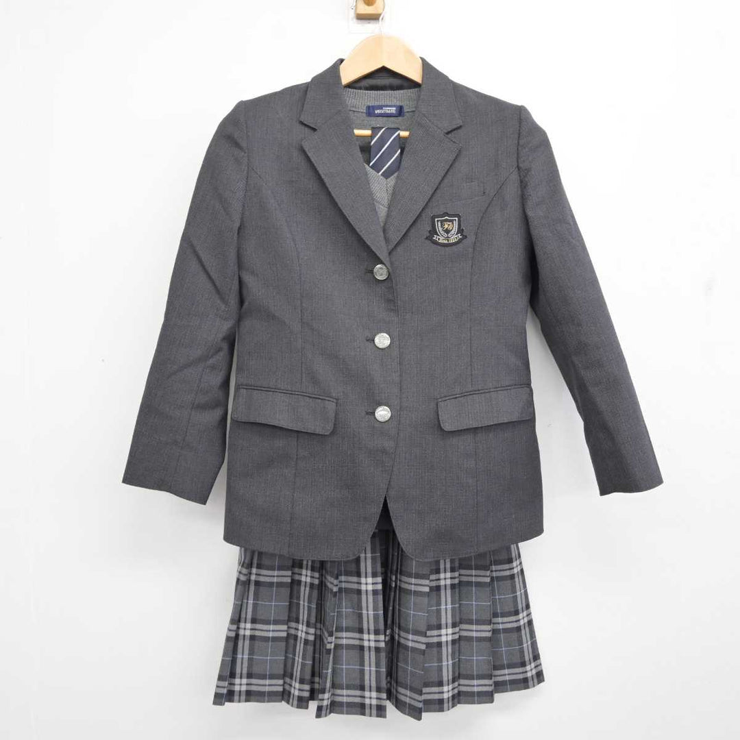 中古】東京都 藤村女子高等学校 女子制服 4点 (ブレザー・ニット